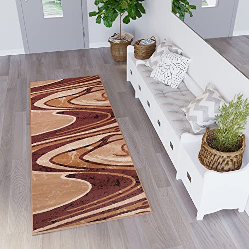 TAPISO Dream Läufer Teppich Flur Brücke Modern Wellen Streifen Linien Abstrakt Muster in Braun Beige Designer Wohnzimmer ÖKOTEX 70 x 780 cm von TAPISO