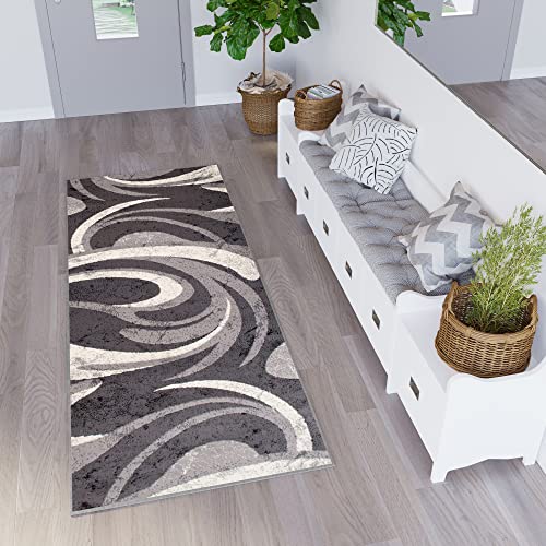TAPISO Dream Läufer Teppich Meterware Flur Brücke Modern Wellen Streifen Creme Grau Wohnzimmer Korridor Schlafzimmer ÖKOTEX 70 x 200 cm von TAPISO