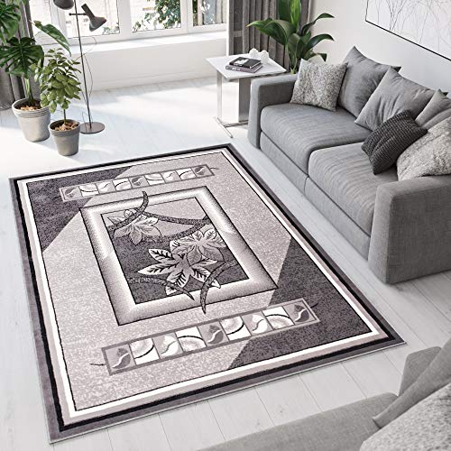 TAPISO Dream Teppich Wohnzimmer Kurzflor Grau Creme Meliert Floral Blumen Bordüre Schlafzimmer Esszimmer Küche ÖKOTEX 130 x 190 cm TAPISO Dream Teppich Wohnzimmer Kurzflor Grau Creme Meliert Floral Blumen Bordüre Schlafzimmer Esszimmer Küche ÖKOTEX 130 x 190 cm von TAPISO