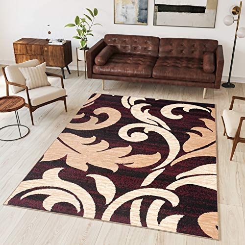 TAPISO Dream Teppich Wohnzimmer Kurzflor Modern Schwarz Creme Rot Meliert Floral Blumen Schlafzimmer Esszimmer ÖKOTEX 250 x 350 cm von TAPISO