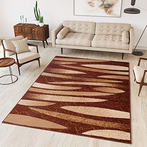 TAPISO Dream Teppich Wohnzimmer Modern Kurzflor Braun Beige Meliert Streifen Gestreift Designer Schlafzimmer Esszimmer Küche ÖKOTEX 220 x 300 cm von TAPISO