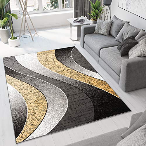 TAPISO Dream Teppich Wohnzimmer Schlafzimmer Esszimmer Kurzflor Modern Meliert Wellen Grau Dunkelgrau Gold Gelb ÖKOTEX 300 x 400 cm TAPISO Dream Teppich Wohnzimmer Schlafzimmer Esszimmer Kurzflor Modern Meliert Wellen Grau Dunkelgrau Gold Gelb ÖKOTEX 300 x 400 cm von TAPISO