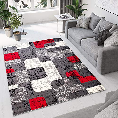 TAPISO Dream Teppich Wohnzimmer Schlafzimmer Kurzflor Modern Grau Rot Creme Karo Retro Vierecke Meliert ÖKOTEX 140 x 200 cm TAPISO Dream Teppich Wohnzimmer Schlafzimmer Kurzflor Modern Grau Rot Creme Karo Retro Vierecke Meliert ÖKOTEX 140 x 200 cm von TAPISO