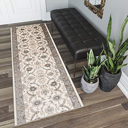 TAPISO Dubai Läufer Teppich Brücke Creme mit Klassisch Traditionell Ornament Floral Blumen Muster Flur Wohnzimmer ÖKOTEX 70 x 230 cm von TAPISO