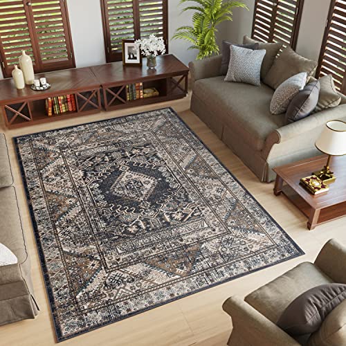 TAPISO Dubai Teppich Kurzflor Klassisch Orientalisch Schwarz Beige Geometrisch Ornament Design Modern Wohnzimmer Schlafzimmer ÖKO-TEX 250 x 350 cm von TAPISO