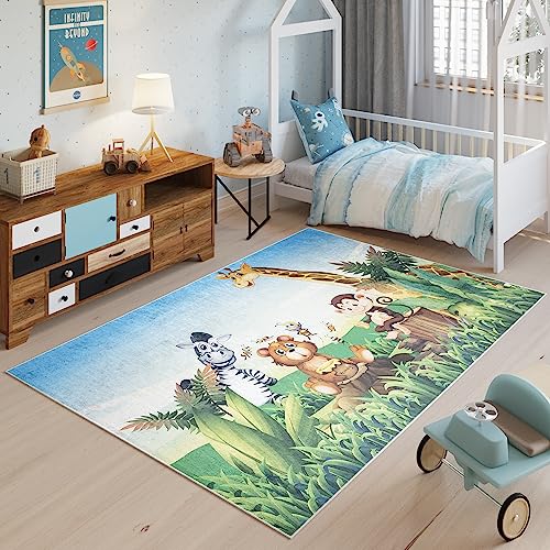 TAPISO Emma Teppich Waschbar bei 30 Grad Bunt Tiere Zoo Safari bedruckter Kinderteppich Antirutsch Kinderzimmer Jugendzimmer Modern ÖKO-TEX 120 x 170 cm TAPISO Emma Teppich Waschbar bei 30 Grad Bunt Tiere Zoo Safari bedruckter Kinderteppich Antirutsch Kinderzimmer Jugendzimmer Modern ÖKO-TEX 120 x 170 cm von TAPISO