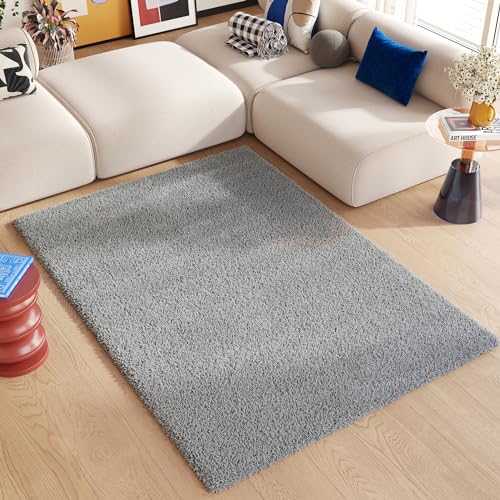 TAPISO Essence Teppich Hochflor Langflor Shaggy Grau Rechteckig Super Weich Felloptik Schlafzimmer Wohnzimmer ÖKO-TEX 160 x 220 cm von TAPISO