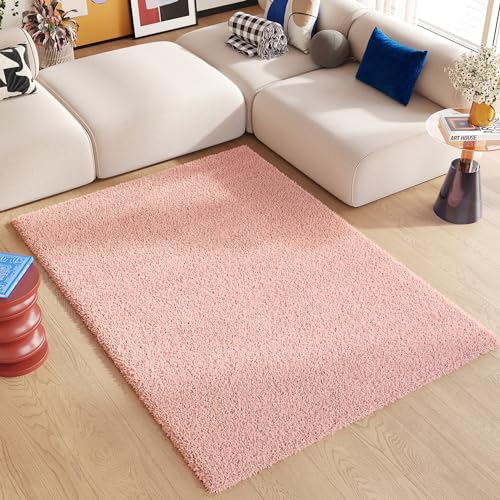 TAPISO Essence Teppich Hochflor Langflor Shaggy Rosa Rechteckig Super Weich Felloptik Schlafzimmer Wohnzimmer ÖKO-TEX 140 x 200 cm von TAPISO