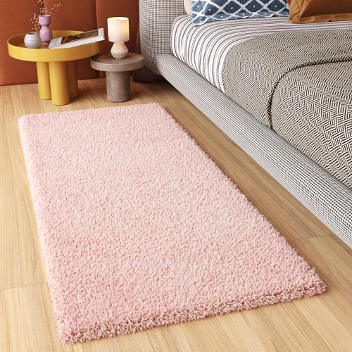 TAPISO Essence Teppich Läufer Flur Brücke Shaggy Hochflor Langflor Rosa Einfarbig Weich Modern Design Korridor Schlafzimmer ÖKOTEX 100 x 150 cm von TAPISO