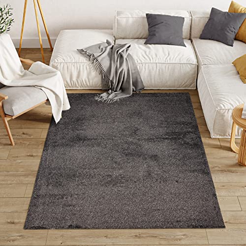 TAPISO Evra Teppich Hochflor Shaggy Langflor Dunkelgrau Einfarbig Wohnzimmer Schlafzimmer Modern Design 140 x 200 cm TAPISO Evra Teppich Hochflor Shaggy Langflor Dunkelgrau Einfarbig Wohnzimmer Schlafzimmer Modern Design 140 x 200 cm von TAPISO
