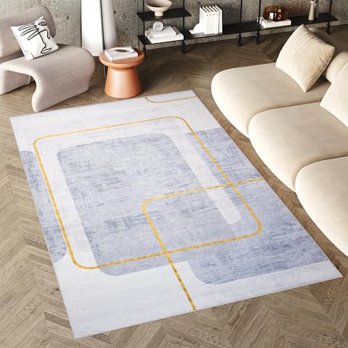 TAPISO Flannel Teppich Kurzflor Creme Blau Gelb Waschbar rutschfest Modern Abstrakt Design Figuren Muster Wohnzimmer Schlafzimmer ÖKOTEX 160 x 230 cm TAPISO Flannel Teppich Kurzflor Creme Blau Gelb Waschbar rutschfest Modern Abstrakt Design Figuren Muster Wohnzimmer Schlafzimmer ÖKOTEX 160 x 230 cm von TAPISO