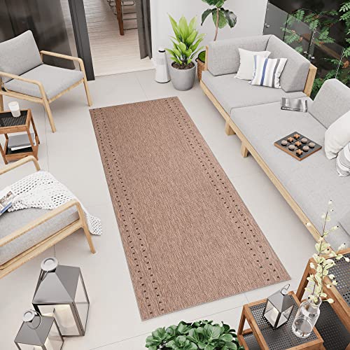 TAPISO Floorlux Teppich Läufer Meterware Flur Küche Wohnzimmer Indoor Sisal Optik Modern Viereck Braun Beige Flachgewebe 100 x 150 cm von TAPISO