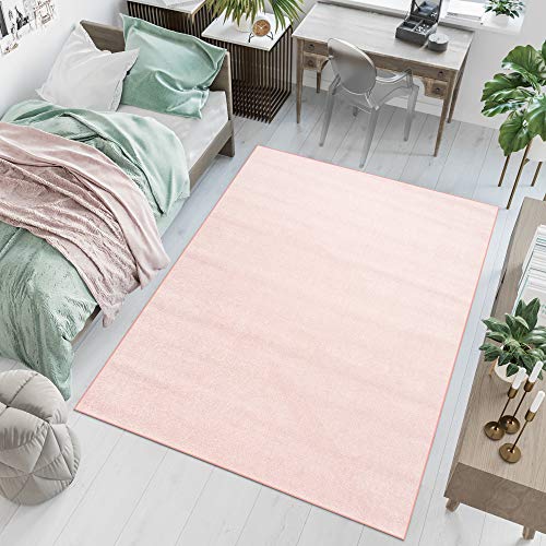 TAPISO Florida Teppich Kurzflor Schlafzimmer Wohnzimmer Kinderzimmer Jugendzimmer Rosa Hell Einfarbig Modern Design ÖKOTEX 80 x 150 cm von TAPISO