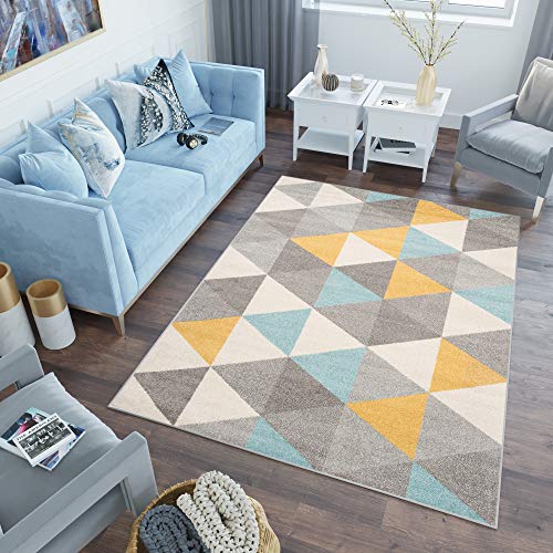 TAPISO Lazur Teppich Kurzflor Geometrisch Dreieck Grau Creme Türkis Orange Wohnzimmer SchlafzimmerModern Design ÖKOTEX 180 x 260 cm TAPISO Lazur Teppich Kurzflor Geometrisch Dreieck Grau Creme Türkis Orange Wohnzimmer SchlafzimmerModern Design ÖKOTEX 180 x 260 cm von TAPISO