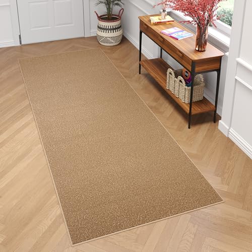 TAPISO Mono Läufer Teppich Kurzflor Indoor Outdoor UV-beständig Beige Einfarbig Wohnzimmer Schlafzimmer Kinderzimmer Modern Design ÖKO-TEX 70 x 340 cm von TAPISO