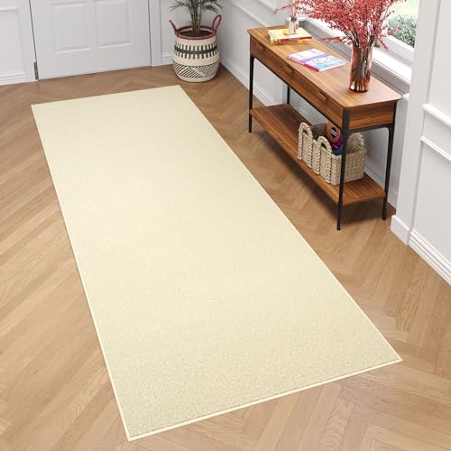 TAPISO Mono Läufer Teppich Kurzflor Indoor Outdoor UV-beständig Creme Einfarbig Wohnzimmer Schlafzimmer Kinderzimmer Modern Design ÖKO-TEX 70 x 360 cm von TAPISO