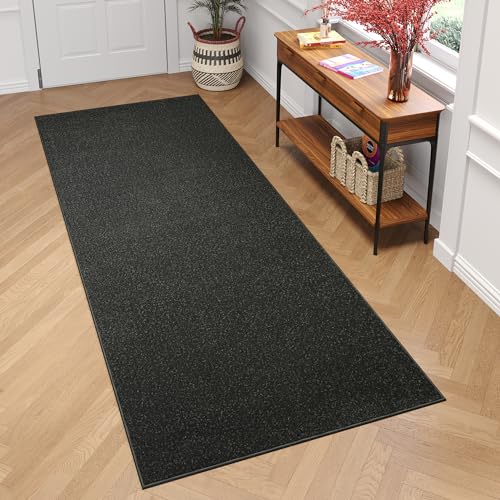 TAPISO Mono Läufer Teppich Kurzflor Indoor Outdoor UV-beständig Dunkelgrau Einfarbig Wohnzimmer Schlafzimmer Kinderzimmer Modern Design ÖKO-TEX 70 x 100 cm von TAPISO