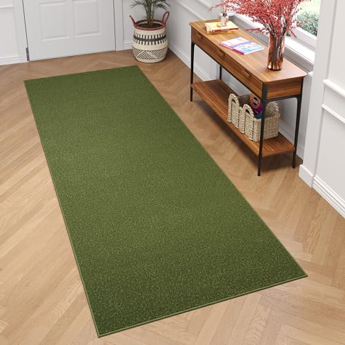 TAPISO Mono Läufer Teppich Kurzflor Indoor Outdoor UV-beständig Grün Einfarbig Wohnzimmer Schlafzimmer Kinderzimmer Modern Design ÖKO-TEX 70 x 130 cm von TAPISO