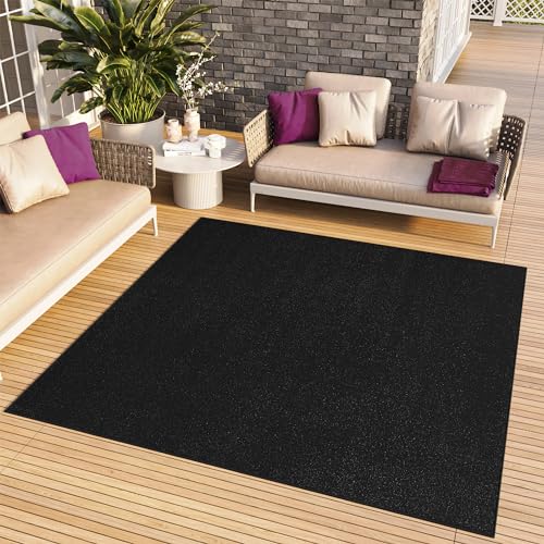 TAPISO Mono Quadrat Teppich Kurzflor Indoor Outdoor UV-beständig Schwarz Einfarbig Wohnzimmer Schlafzimmer Kinderzimmer Modern ÖKO-TEX 160 x 160 cm von TAPISO