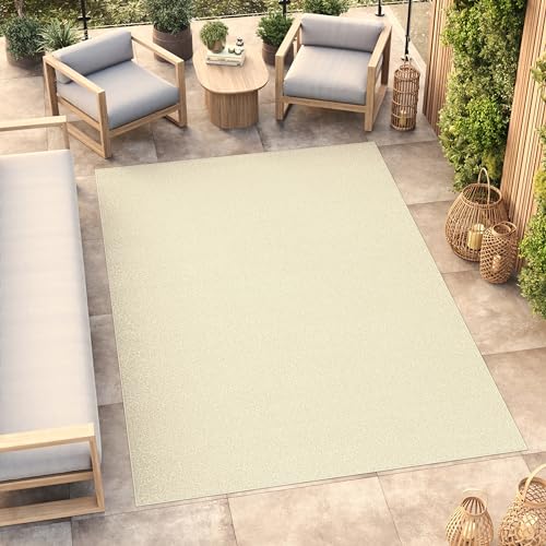 TAPISO Mono Teppich Kurzflor Indoor Outdoor UV-beständig Creme Einfarbig Wohnzimmer Schlafzimmer Kinderzimmer Modern Design ÖKO-TEX 80 x 150 cm von TAPISO
