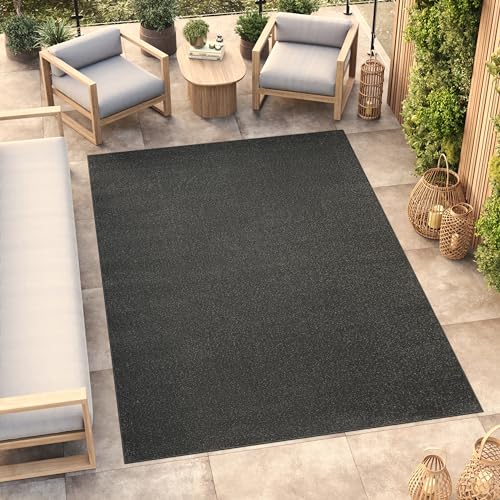 TAPISO Mono Teppich Kurzflor Indoor Outdoor UV-beständig Dunkelgrau Einfarbig Wohnzimmer Schlafzimmer Kinderzimmer Modern Design ÖKO-TEX 240 x 330 cm von TAPISO