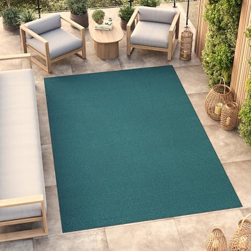 TAPISO Mono Teppich Kurzflor Indoor Outdoor UV-beständig Flaschengrün Einfarbig Wohnzimmer Schlafzimmer Kinderzimmer Modern Design ÖKO-TEX 140 x 200 cm von TAPISO