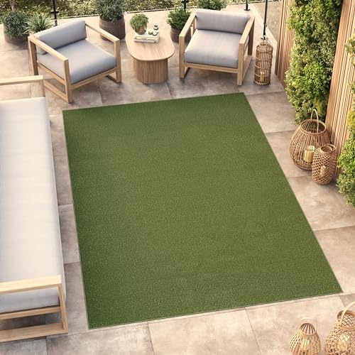 TAPISO Mono Teppich Kurzflor Indoor Outdoor UV-beständig Grün Khaki Einfarbig Wohnzimmer Schlafzimmer Kinderzimmer Modern Design ÖKO-TEX 80 x 150 cm von TAPISO