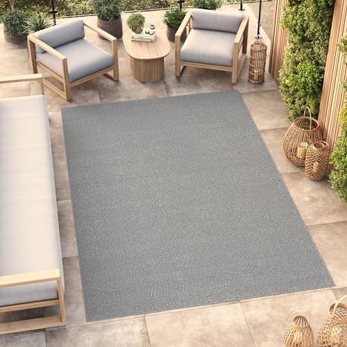 TAPISO Mono Teppich Kurzflor Indoor Outdoor UV-beständig Hellgrau Einfarbig Wohnzimmer Schlafzimmer Kinderzimmer Modern Design ÖKO-TEX 160 x 220 cm von TAPISO