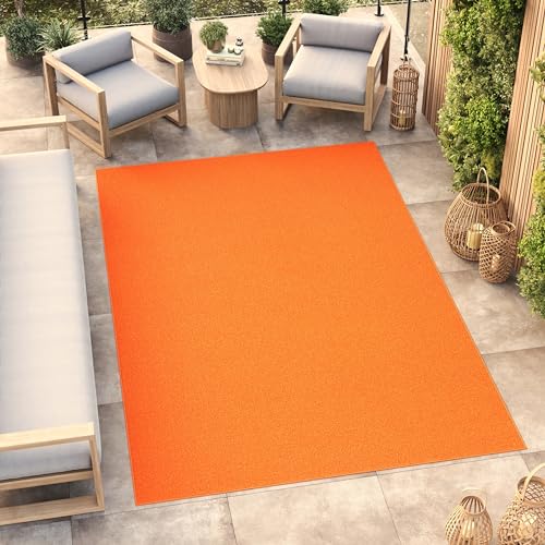 TAPISO Mono Teppich Kurzflor Indoor Outdoor UV-beständig Orange Einfarbig Wohnzimmer Schlafzimmer Kinderzimmer Modern Design ÖKO-TEX 80 x 150 cm von TAPISO