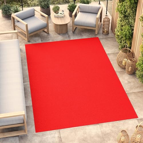 TAPISO Mono Teppich Kurzflor Indoor Outdoor UV-beständig Rot Einfarbig Wohnzimmer Schlafzimmer Kinderzimmer Modern Design ÖKO-TEX 80 x 150 cm von TAPISO