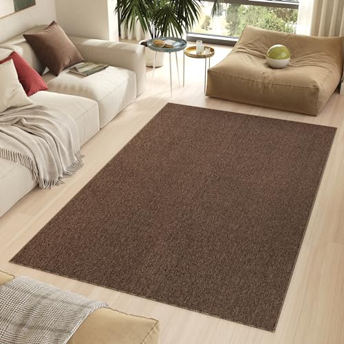 TAPISO Nizza Teppich Anti Rutsch Braun Einfarbig Waschbar Wohnzimmer Schlafzimmer Pflegeleicht Waschmaschinenfest Loop-Teppich ÖKO-TEX 240 x 340 cm von TAPISO