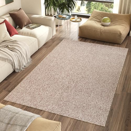 TAPISO Nizza Teppich Beige Einfarbig Melange Anti Rutsch Loop-Teppich Waschbar Wohnzimmer Schlafzimmer Büro Pflegeleicht ÖKO-TEX 160 x 220 cm von TAPISO