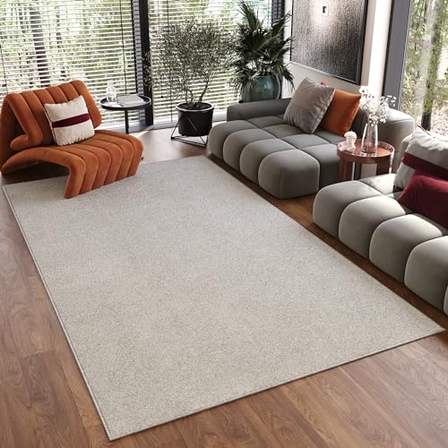 TAPISO Noyan Teppich Kurzflor Antirutsch Creme Einfarbig Waschbar Modern rutschfest Waschmaschinenfest Wohnzimmer Schlafzimmer ÖKOTEX 300 x 400 cm von TAPISO