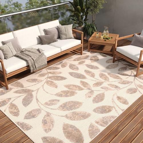 TAPISO Patio Teppich Indoor Outdoor Creme Beige Blätter Sisaloptik Strapazierfähig Wetterfest Terrasse Wohnzimmer UV-beständig ÖKO-TEX 200 x 300 cm TAPISO Patio Teppich Indoor Outdoor Creme Beige Blätter Sisaloptik Strapazierfähig Wetterfest Terrasse Wohnzimmer UV-beständig ÖKO-TEX 200 x 300 cm von TAPISO