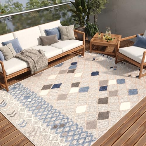 TAPISO Patio Teppich Indoor Outdoor Sisaloptik Grau Blau Mehrfarbig Modern Design Wetterfest UV-beständig Terrasse Wohnzimmer ÖKO-TEX 140 x 200 cm TAPISO Patio Teppich Indoor Outdoor Sisaloptik Grau Blau Mehrfarbig Modern Design Wetterfest UV-beständig Terrasse Wohnzimmer ÖKO-TEX 140 x 200 cm von TAPISO