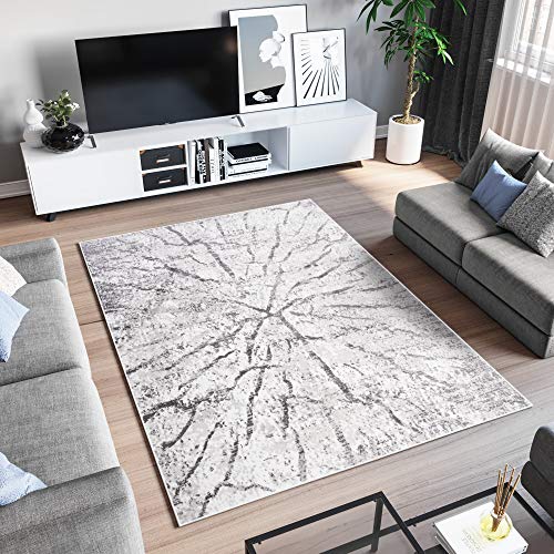 TAPISO Sky Teppich Kurzflor Modern Beige Grau Meliert Verwischt Design Wohnzimmer Schlafzimmer 3D Optik Abstrakt ÖKOTEX 80 x 150 cm von TAPISO