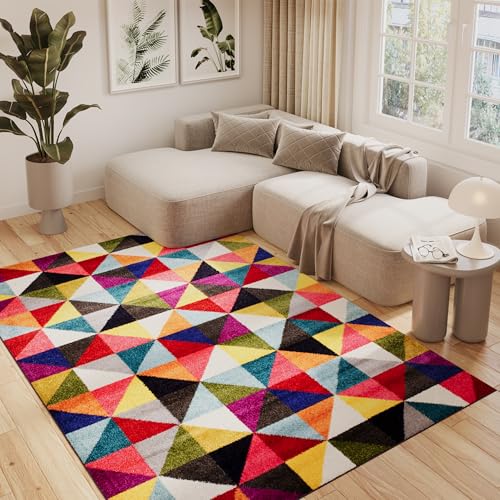 TAPISO Salsa Teppich Kurzflor Bunt Mehrfarbig Modern Geometrisch Dreiecke Design Wohnzimmer Schlafzimmer Jugendzimmer 120 x 170 cm TAPISO Salsa Teppich Kurzflor Bunt Mehrfarbig Modern Geometrisch Dreiecke Design Wohnzimmer Schlafzimmer Jugendzimmer 120 x 170 cm von TAPISO