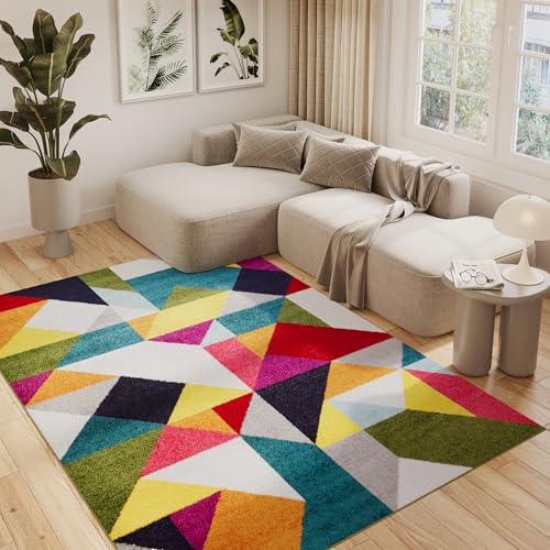 TAPISO Salsa Teppich Kurzflor Bunt Mehrfarbig Modern Geometrisch Figuren Design Modern Wohnzimmer Schlafzimmer Jugendzimmer 160 x 220 cm von TAPISO
