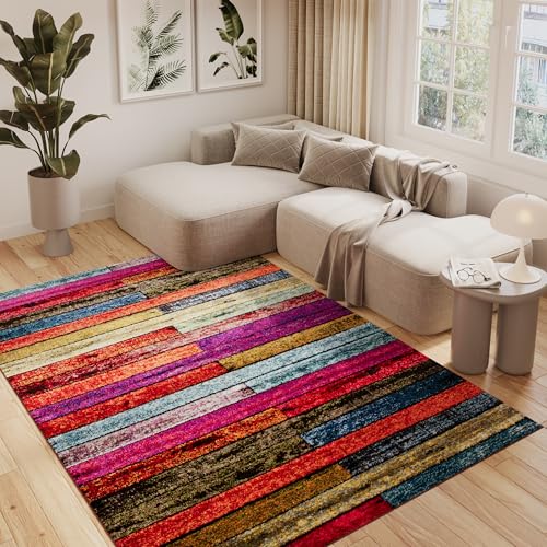 TAPISO Salsa Teppich Kurzflor Mehrfarbig Bunt Modern Rechtecke Patchwork Design Wohnzimmer Schlafzimmer Jugendzimmer 160 x 220 cm von TAPISO