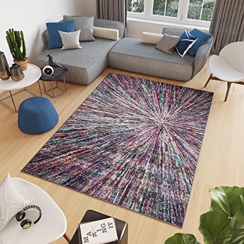 TAPISO Salsa Teppich Kurzflor Mehrfarbig Bunt Streifen Linien Muster Modern Feuerwerk Design Wohnzimmer Schlafzimmer 200 x 300 cm von TAPISO