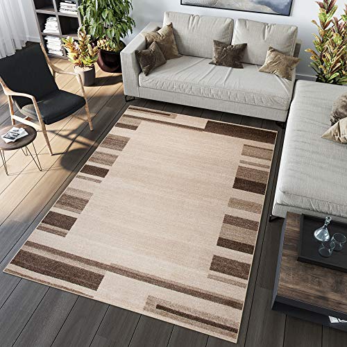 TAPISO Sari Teppich Kurzflor Modern Beige Braun Streifen Gestreift Design Bordüre Meliert Verwischt Wohnzimmer Schlafzimmer ÖKOTEX 140 x 190 cm TAPISO Sari Teppich Kurzflor Modern Beige Braun Streifen Gestreift Design Bordüre Meliert Verwischt Wohnzimmer Schlafzimmer ÖKOTEX 140 x 190 cm von TAPISO