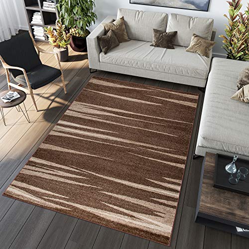 TAPISO Sari Teppich Kurzflor Modern Teppiche Braun Beige Streifen Design Meliert Verwischt Schlafzimmer Wohnzimmer ÖKOTEX 220 x 320 cm von TAPISO