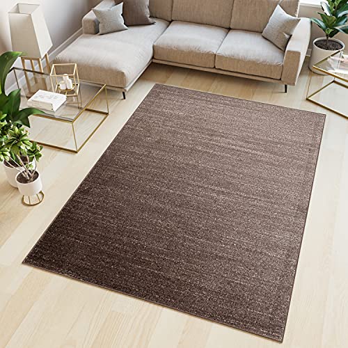 TAPISO Sari Teppich Kurzflor Teppiche Dunkelbraun Braun Modern Design Meliert Verwischt Wohnzimmer Schlafzimmer ÖKOTEX 140 x 190 cm von TAPISO