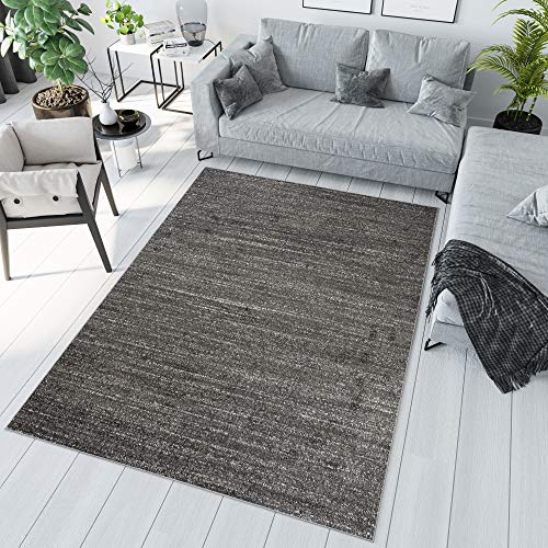 TAPISO Sari Teppich Kurzflor Teppiche Schwarz Grau Modern Design Meliert Verwischt Wohnzimmer Schlafzimmer ÖKOTEX 140 x 190 cm von TAPISO