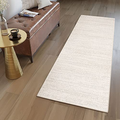 TAPISO Sari Teppich Läufer Flur Creme Kurzflor Modern Verwischt Muster Meterware Wohnzimmer Schlafzimmer Küchenläufer Eingang ÖKOTEX 70 x 330 cm von TAPISO