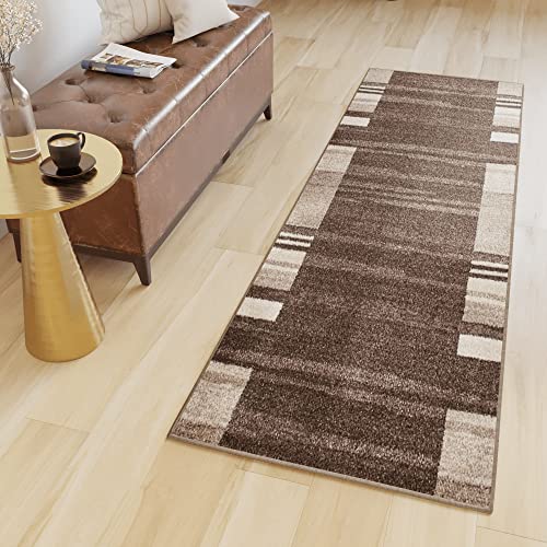 TAPISO Sari Teppich Läufer Flur Dunkelbraun Beige Kurzflor Modern Design Meterware Wohnzimmer Schlafzimmer Küchenläufer ÖKOTEX 100 x 390 cm TAPISO Sari Teppich Läufer Flur Dunkelbraun Beige Kurzflor Modern Design Meterware Wohnzimmer Schlafzimmer Küchenläufer ÖKOTEX 100 x 390 cm von TAPISO