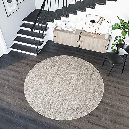 TAPISO Sari Teppich Rund Grau Braun Modern Meliert Verwischt Design Wohnzimmer Schlafzimmer ÖKOTEX 100 x 100 cm von TAPISO