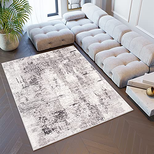 TAPISO Sky Teppich Kurzflor Modern Beige Grau Hellgrau Vintage Meliert Verwischt Design Wohnzimmer Schlafzimmer 3D Optik ÖKOTEX 250 x 350 cm von TAPISO