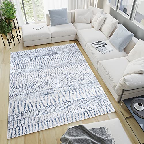 TAPISO Sky Teppich Kurzflor Modern Creme Blau Streifen Meliert Design Wohnzimmer Schlafzimmer 3D Optik ÖKOTEX 250 x 350 cm TAPISO Sky Teppich Kurzflor Modern Creme Blau Streifen Meliert Design Wohnzimmer Schlafzimmer 3D Optik ÖKOTEX 250 x 350 cm von TAPISO