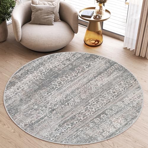 TAPISO Valley Rund Teppich Kurzflor Weiß Grau Blau Vintage Blumen Used Effekt Meliert Verwischt Wohnzimmer Schlafzimmer ÖKO-TEX 160 x 160 cm TAPISO Valley Rund Teppich Kurzflor Weiß Grau Blau Vintage Blumen Used Effekt Meliert Verwischt Wohnzimmer Schlafzimmer ÖKO-TEX 160 x 160 cm von TAPISO